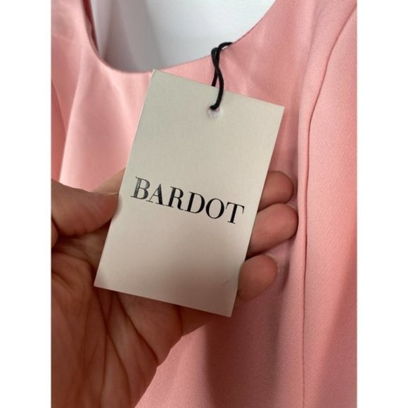 Bardot Scoop Neck Esther Frill Women's Dress In Peachy Pink Size: Small NWT - Picture 5 of 7